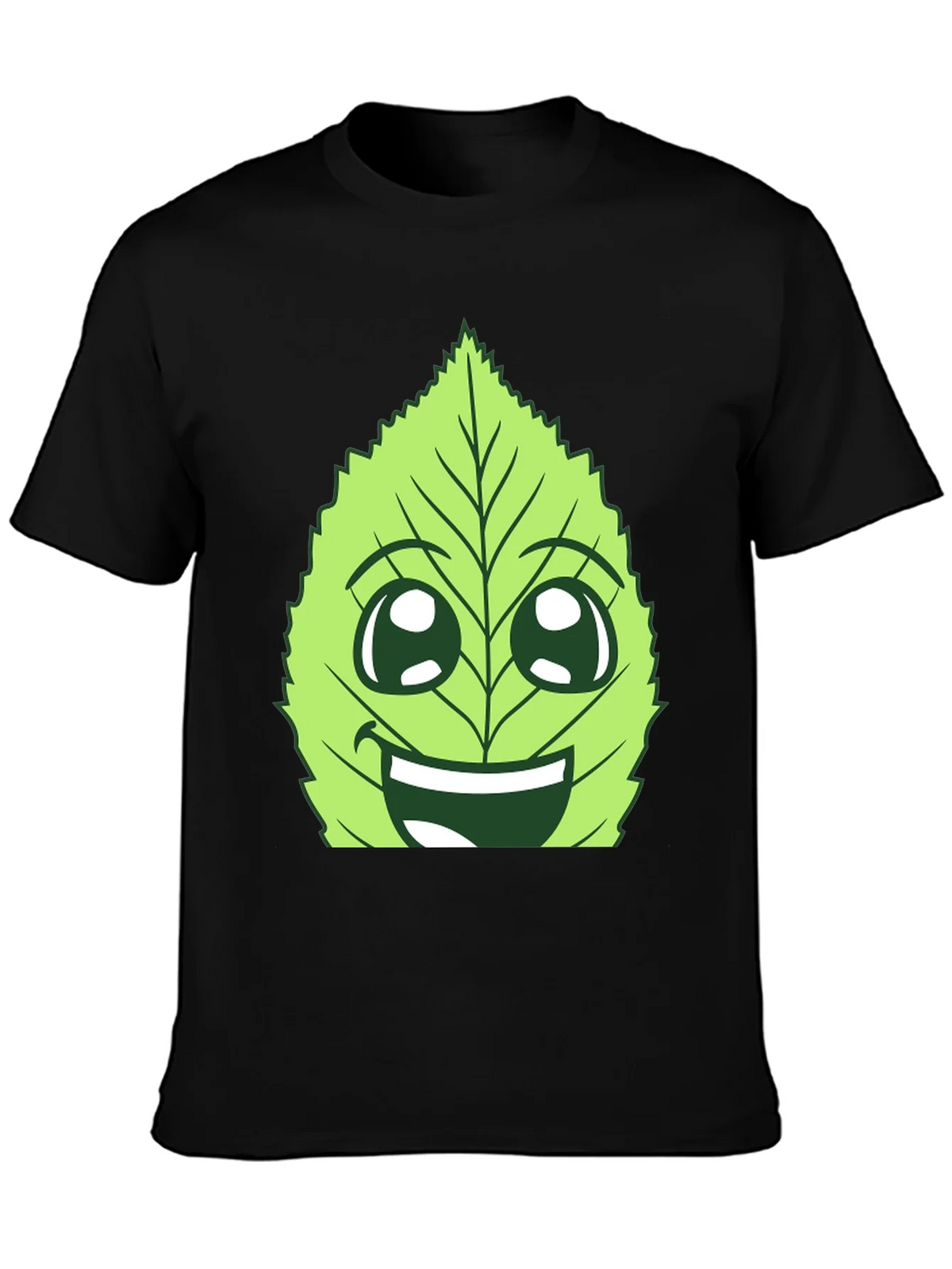Funny Leaf Face Graphic T-Shirt - Black Cotton Tee product image 3