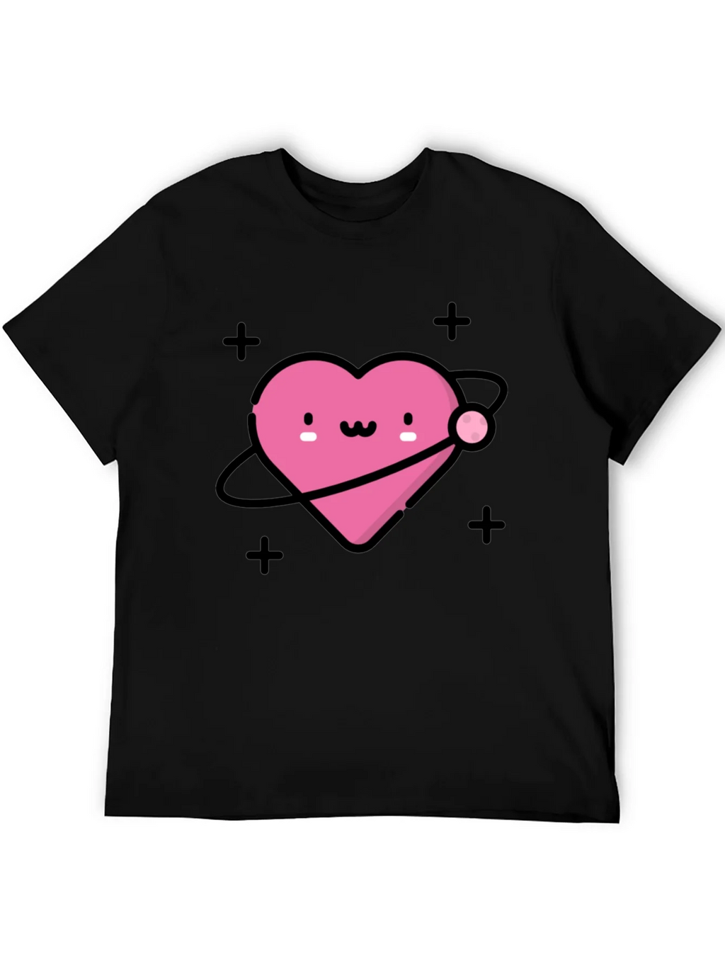 Cute Heart Planet Black T-Shirt product image 5