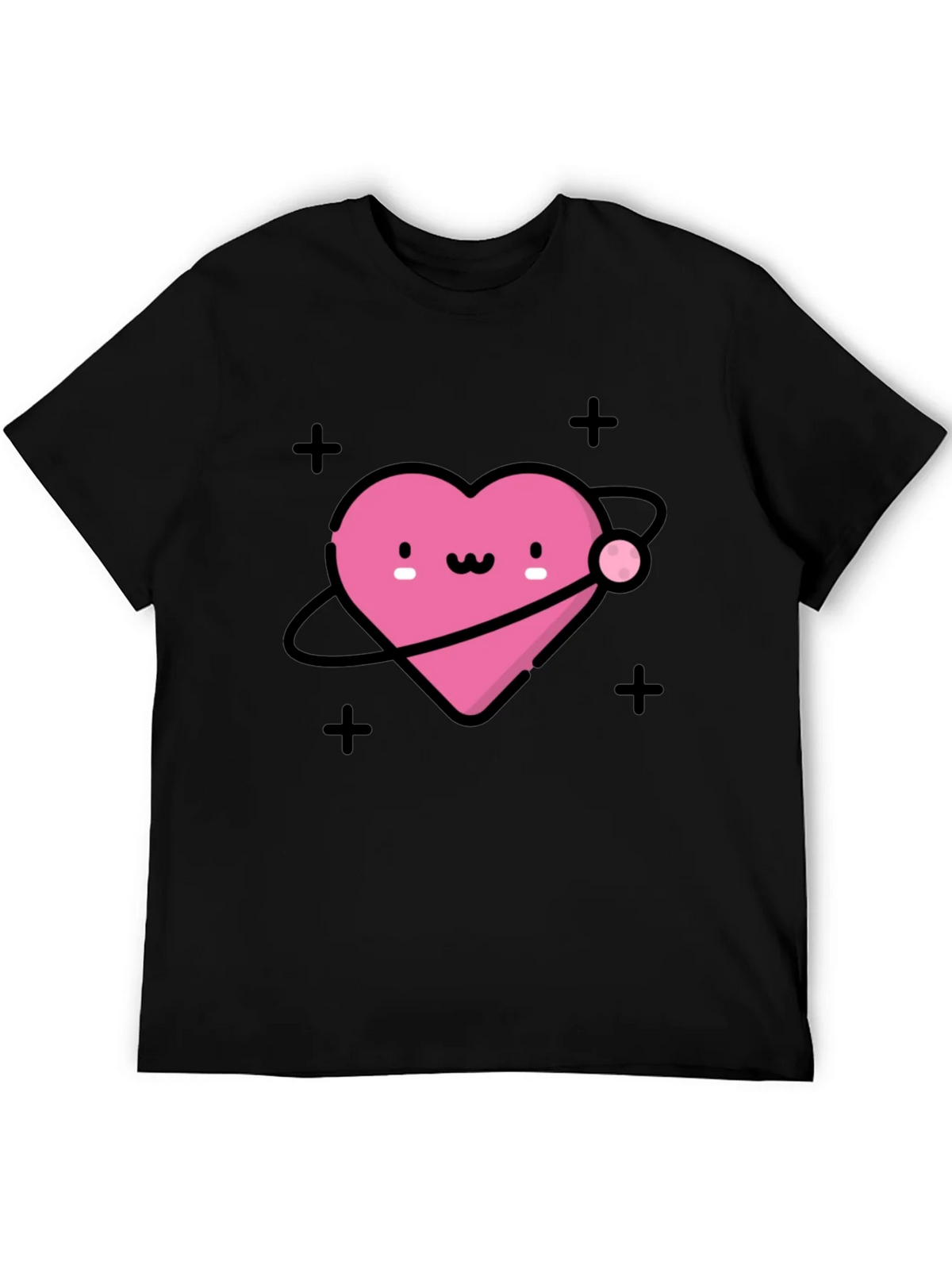 Cute Heart Planet Black T-Shirt product image 5