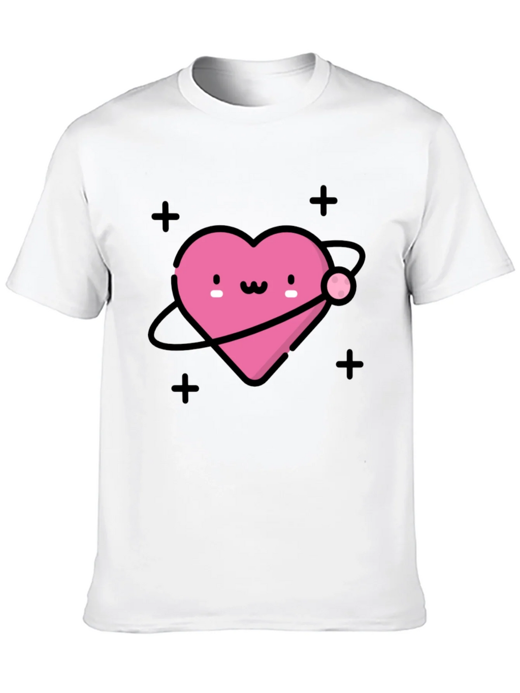 Cute Heart Planet Black T-Shirt product image 9