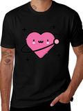 Cute Heart Planet Black T-Shirt product image 1