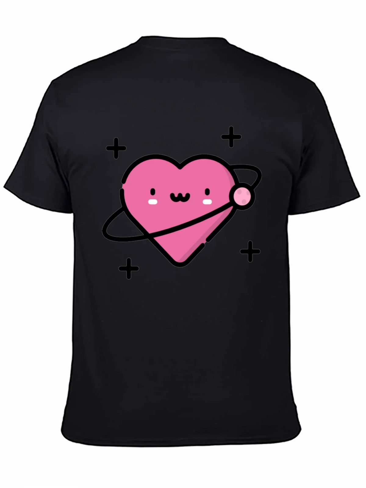 Cute Heart Planet Black T-Shirt product image 4