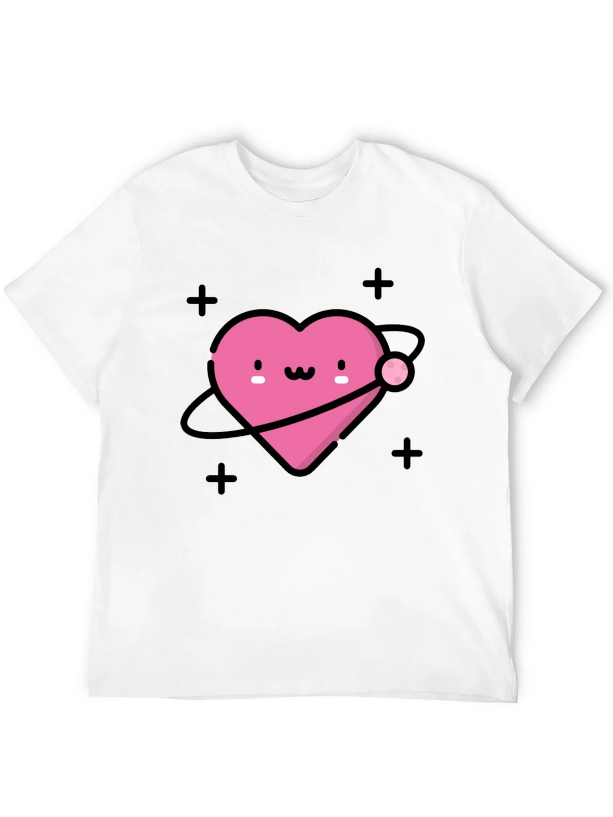Cute Heart Planet Black T-Shirt product image 11