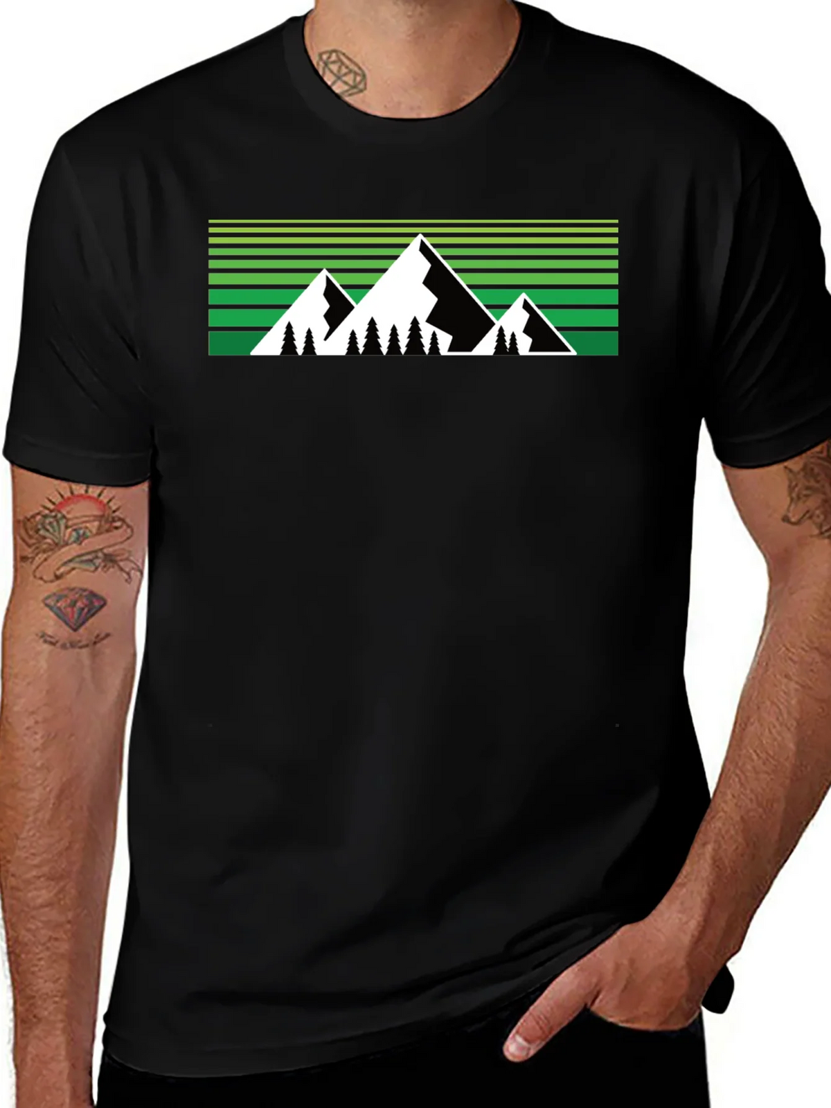 Mountain Graphic Tee - Black Crew Neck product image 1
