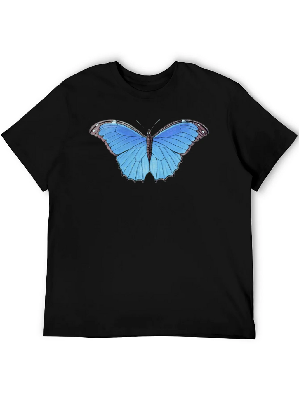 Blue Butterfly Graphic Tee - Unisex Black T-Shirt product image 5
