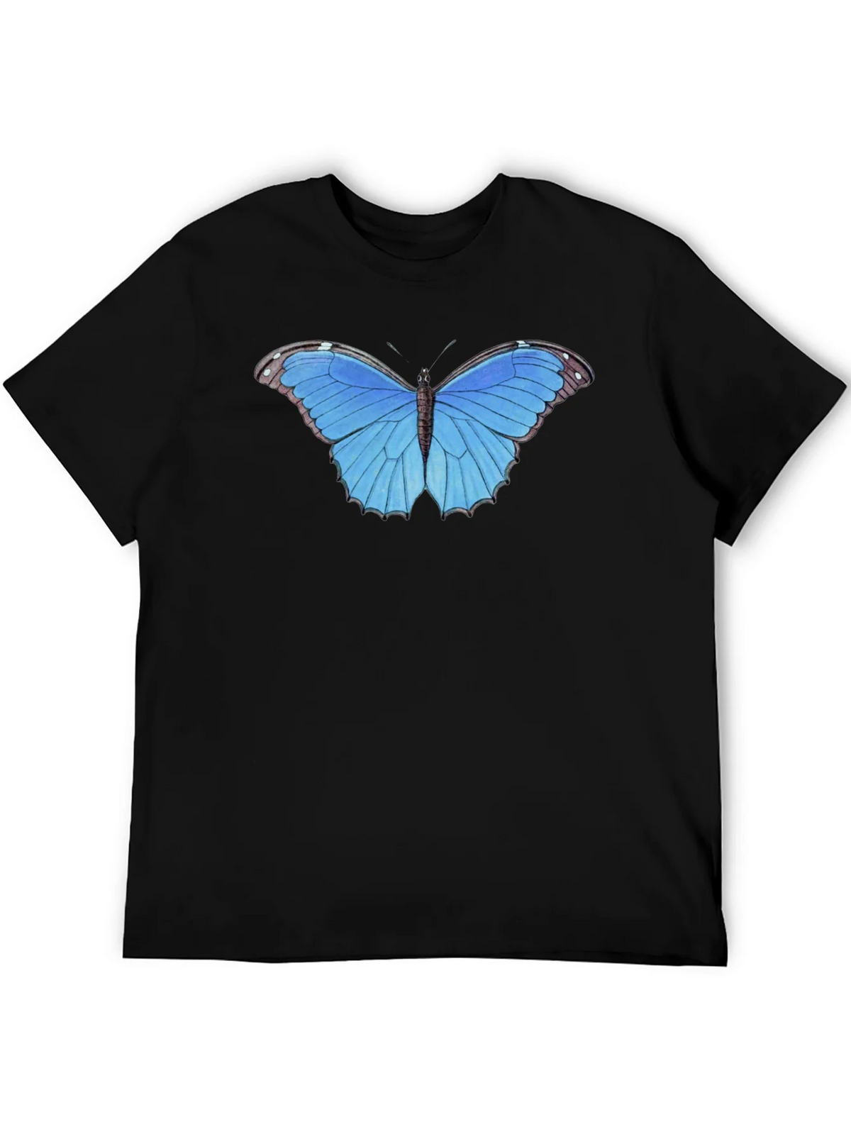 Blue Butterfly Graphic Tee - Unisex Black T-Shirt product image 5