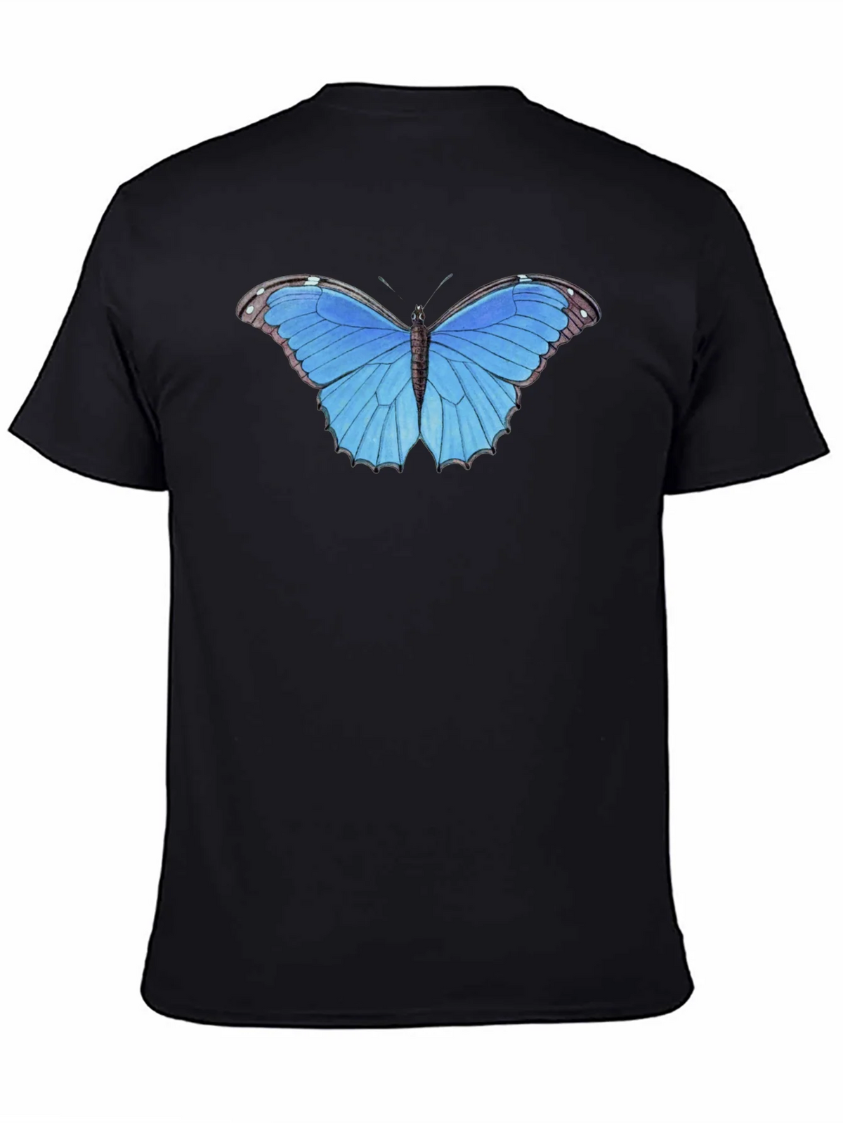 Blue Butterfly Graphic Tee - Unisex Black T-Shirt product image 4