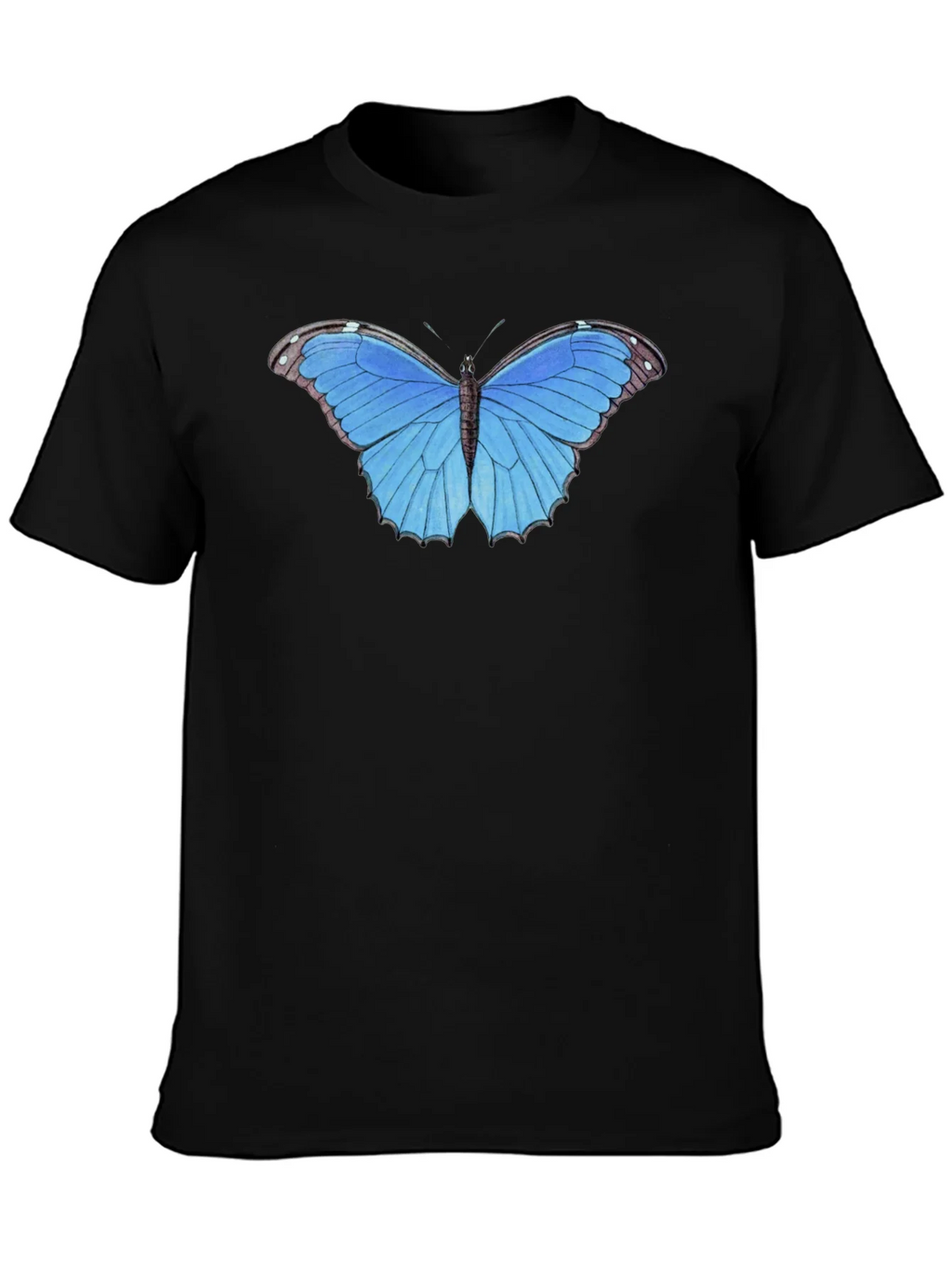 Blue Butterfly Graphic Tee - Unisex Black T-Shirt product image 3