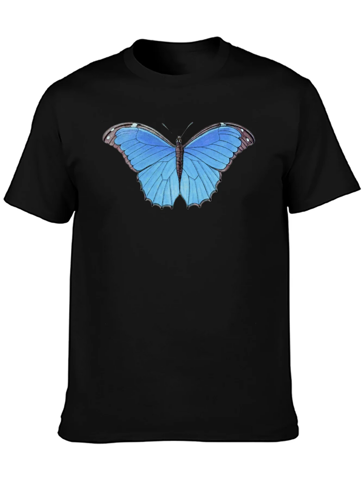 Blue Butterfly Graphic Tee - Unisex Black T-Shirt product image 3