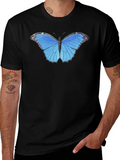 Blue Butterfly Graphic Tee - Unisex Black T-Shirt product image 1