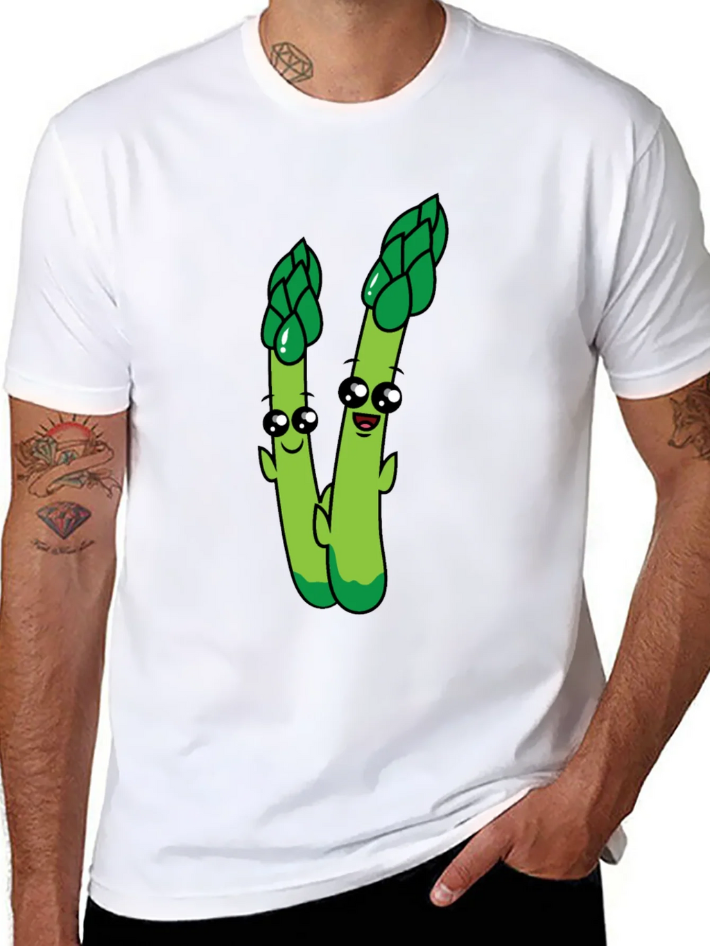 Cartoon Asparagus Graphic Tee - Black product image 6