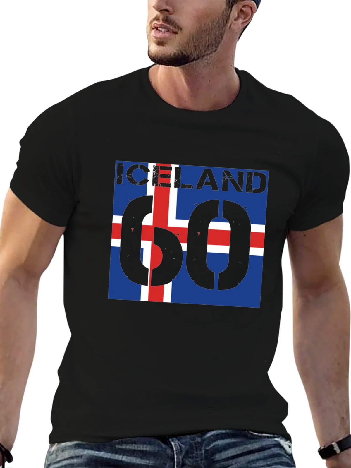 Iceland Flag T-Shirt - Black Crew Neck Graphic Tee product image 6