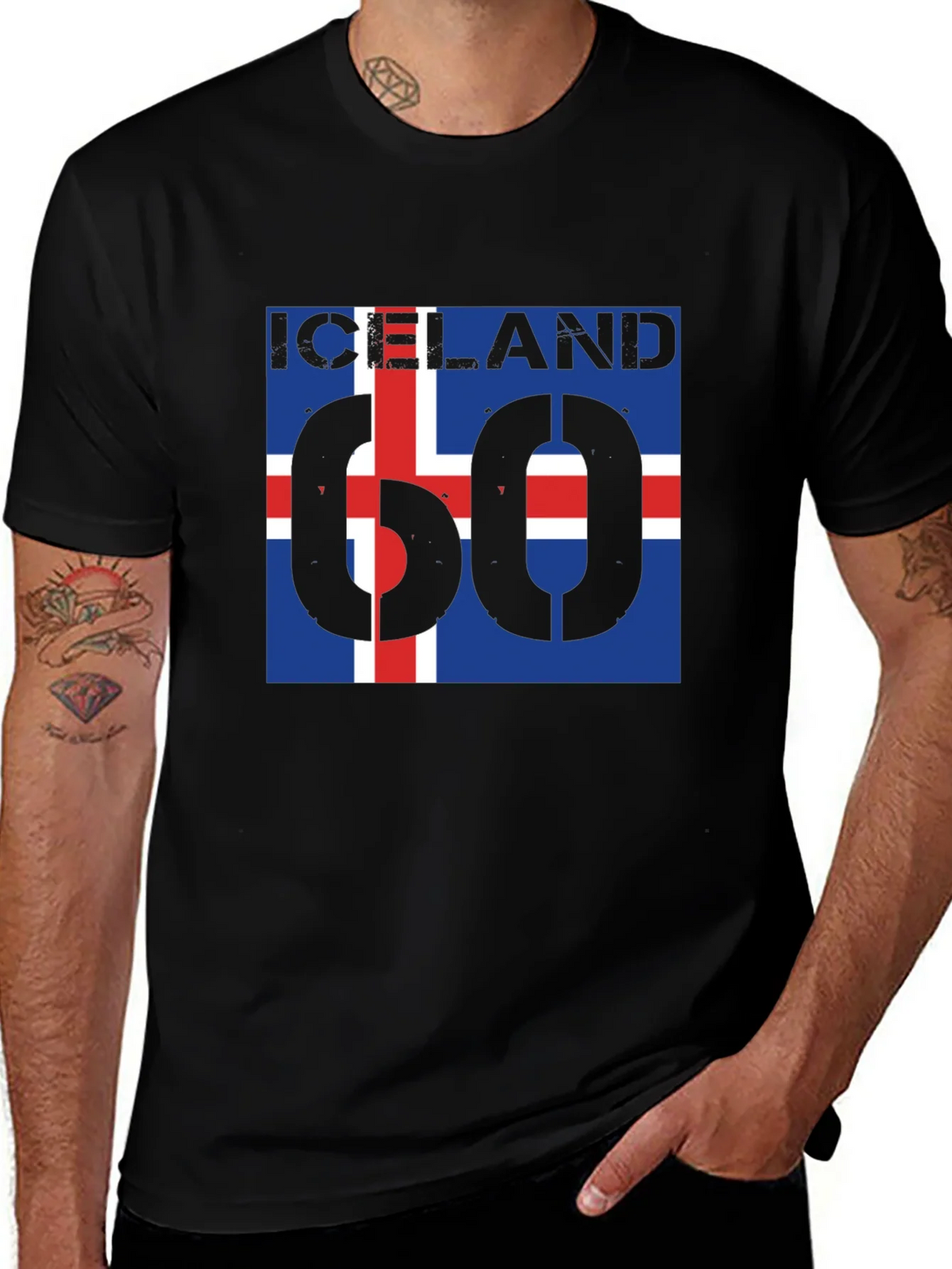 Iceland Flag T-Shirt - Black Crew Neck Graphic Tee product image 1