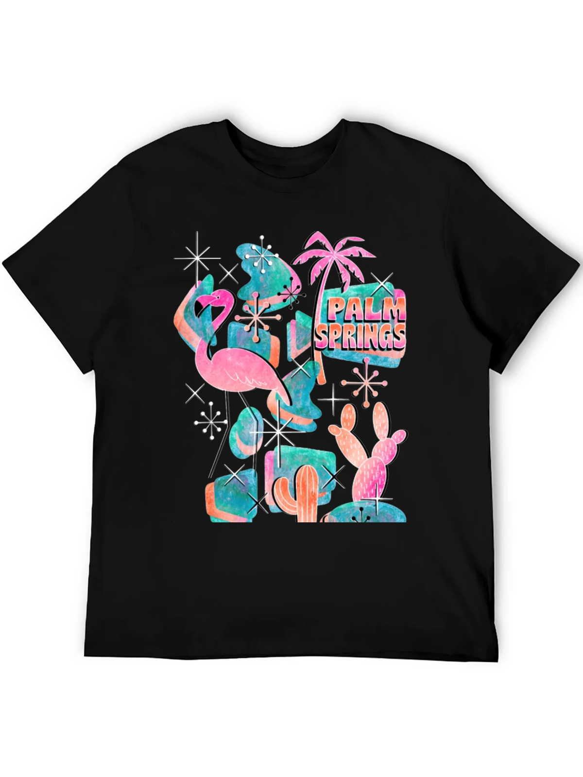 Retro Palm Springs Graphic Tee - Flamingo Cactus Desert product image 5
