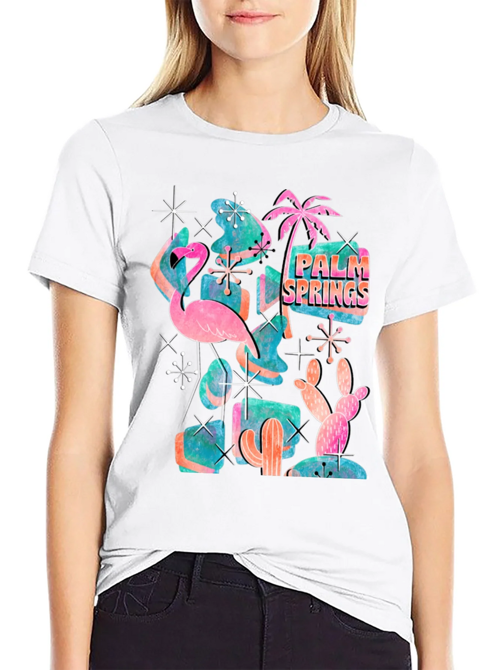 Retro Palm Springs Graphic Tee - Flamingo Cactus Desert product image 8