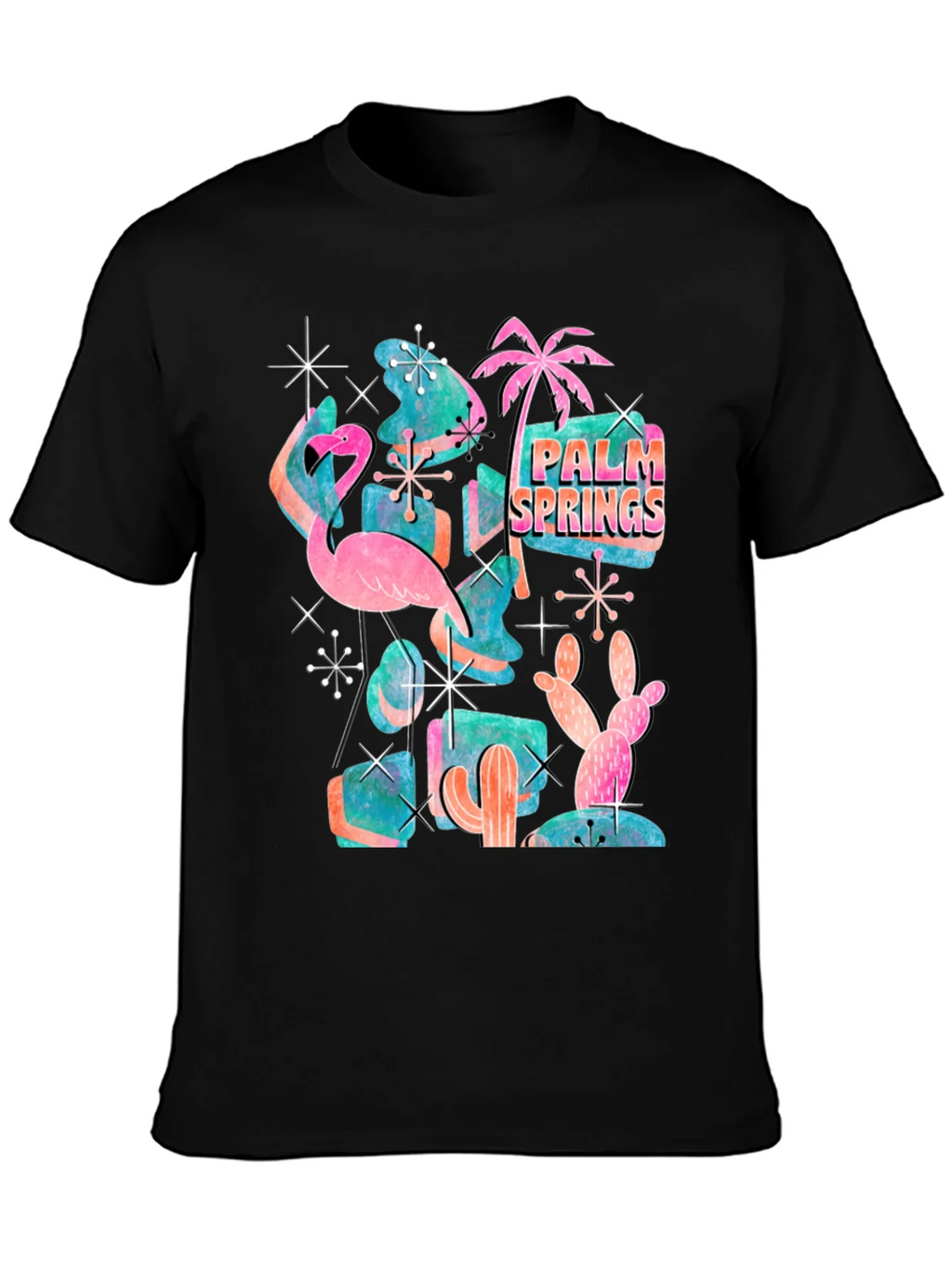 Retro Palm Springs Graphic Tee - Flamingo Cactus Desert product image 3