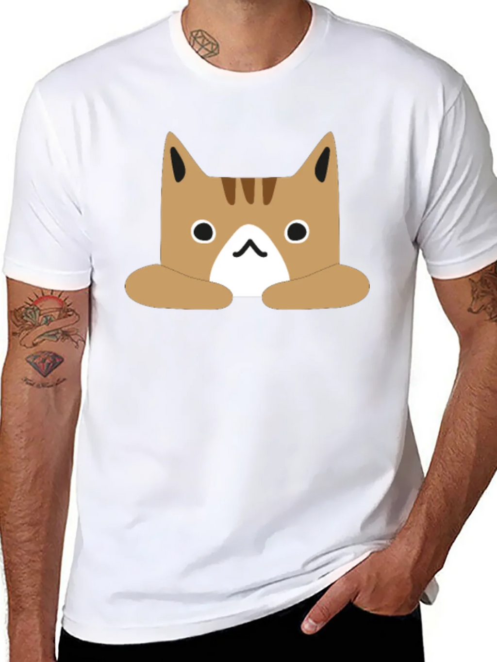 Cute Cartoon Cat Graphic Black T-Shirt product image 7