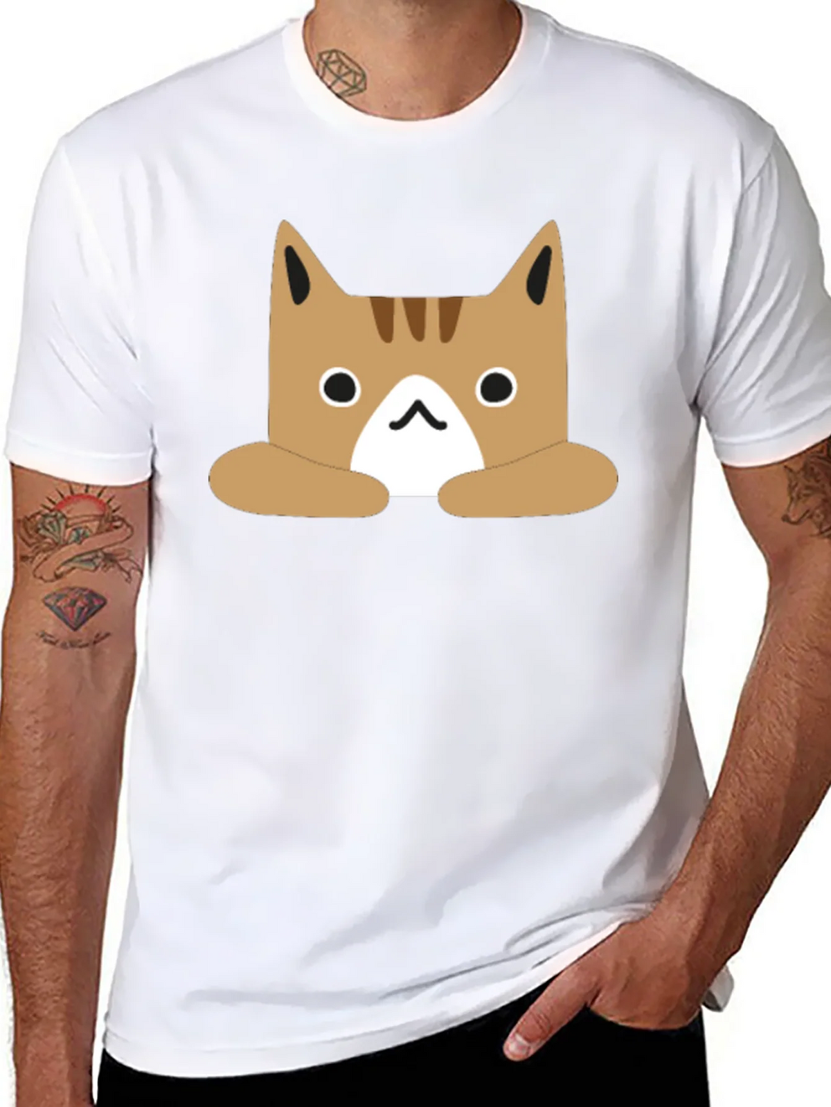 Cute Cartoon Cat Graphic Black T-Shirt product image 7