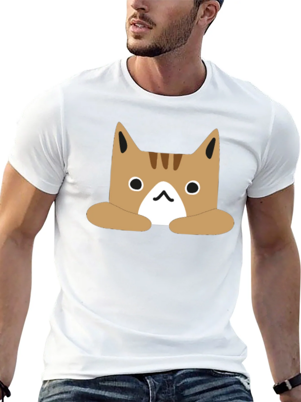 Cute Cartoon Cat Graphic Black T-Shirt product image 12
