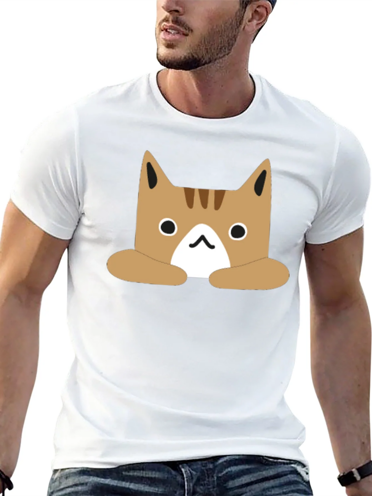 Cute Cartoon Cat Graphic Black T-Shirt product image 12