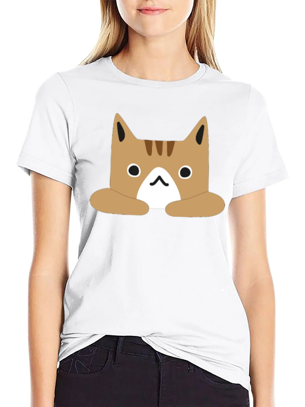 Cute Cartoon Cat Graphic Black T-Shirt product image 8