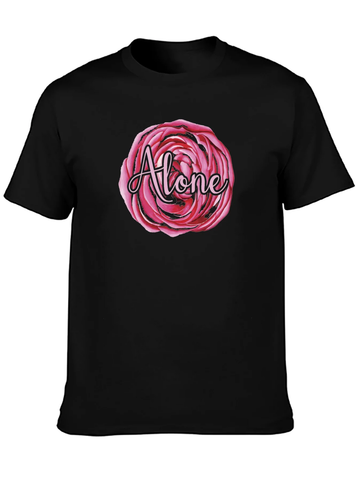 Alone Rose Graphic Black T-Shirt product image 3