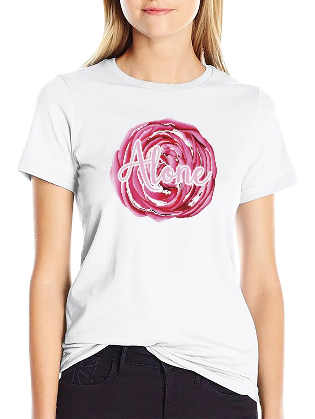 Alone Rose Graphic Black T-Shirt product image 8