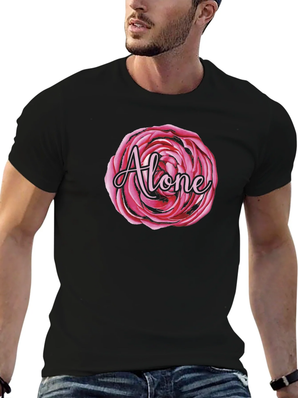 Alone Rose Graphic Black T-Shirt product image 6