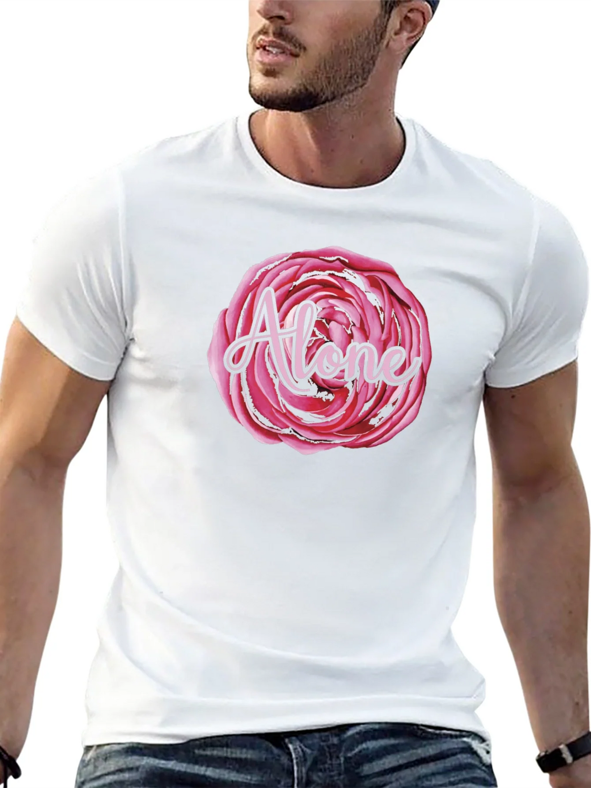 Alone Rose Graphic Black T-Shirt product image 12