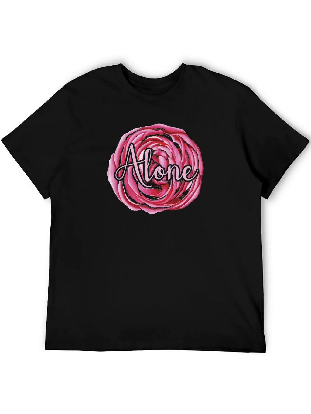 Alone Rose Graphic Black T-Shirt product image 5