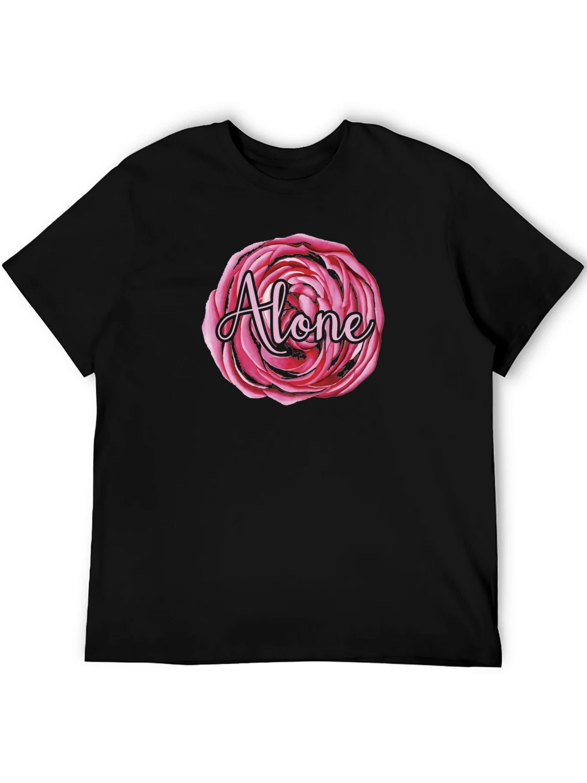 Alone Rose Graphic Black T-Shirt product image 5