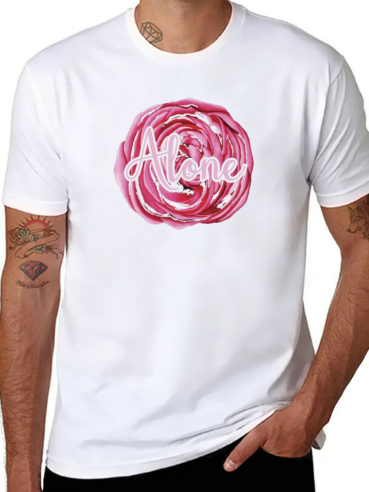 Alone Rose Graphic Black T-Shirt product image 7