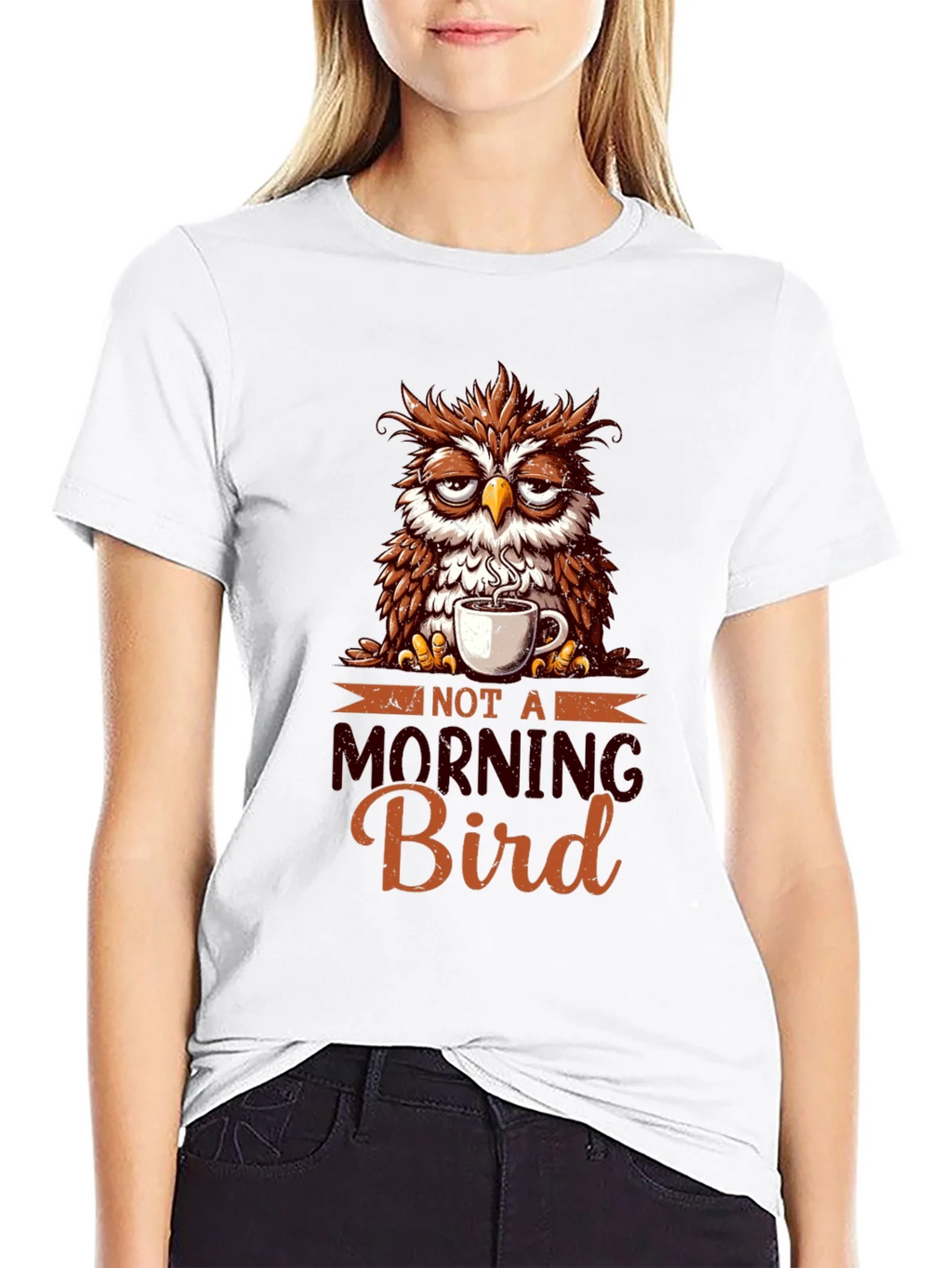 Not A Morning Bird T-Shirt - Funny Owl Coffee Lover Tee product image 2