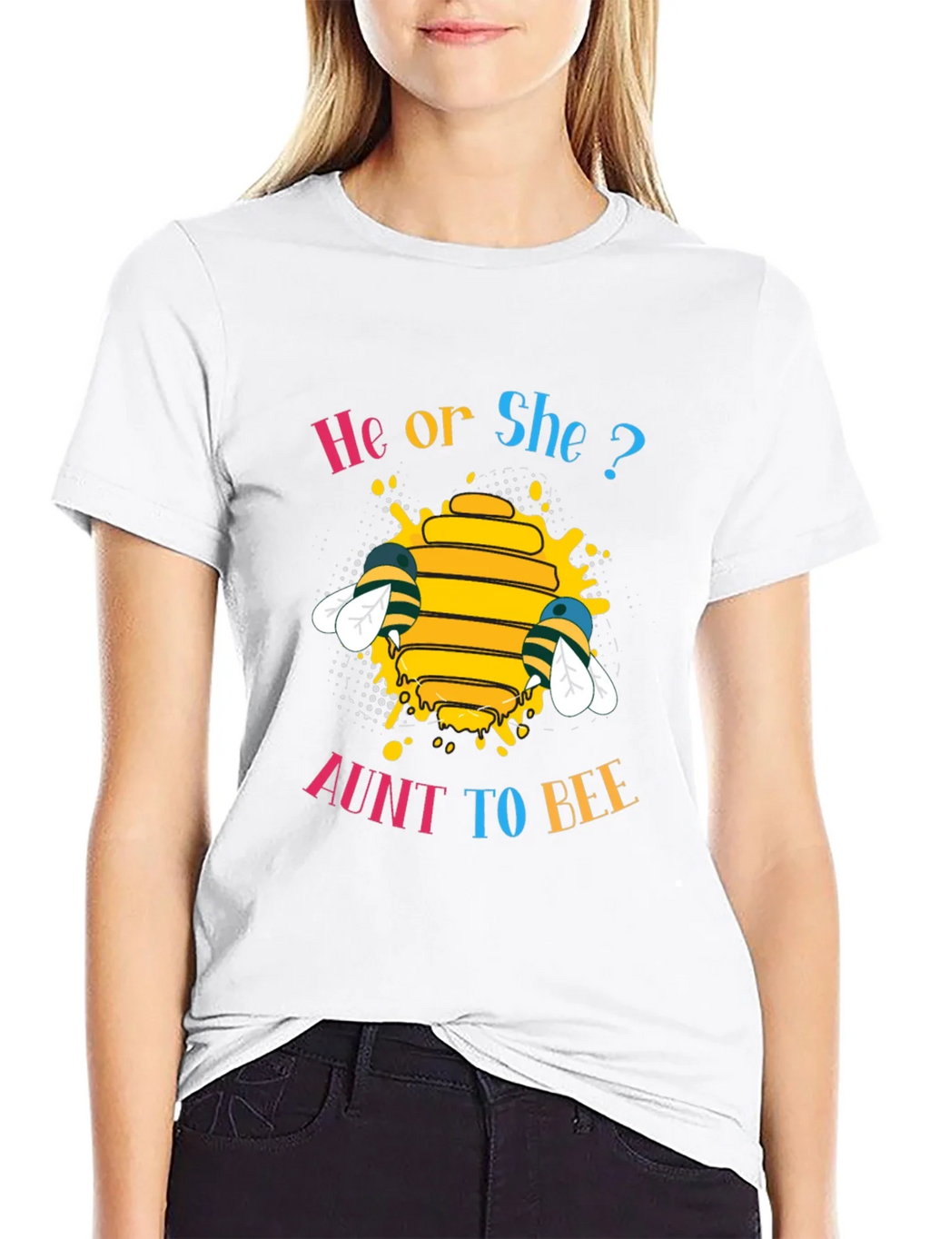 He or She? Aunt to Bee Gender Reveal T-Shirt product image 5
