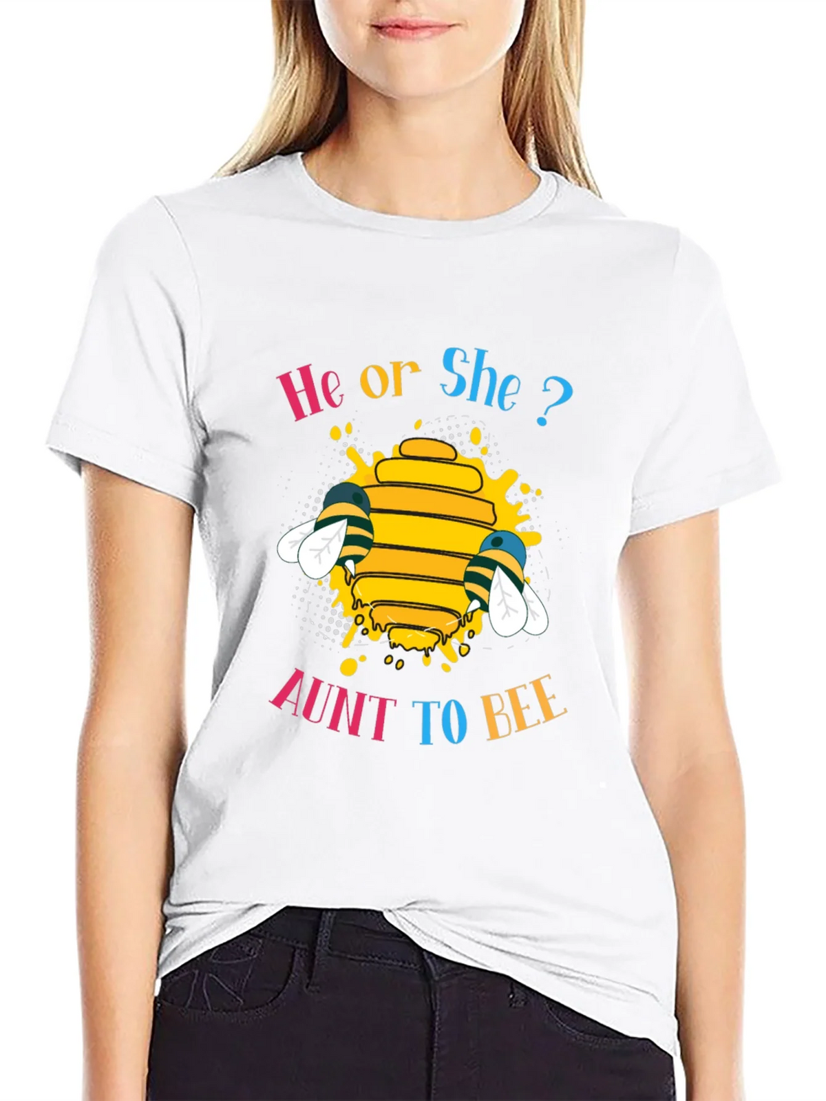 He or She? Aunt to Bee Gender Reveal T-Shirt product image 5