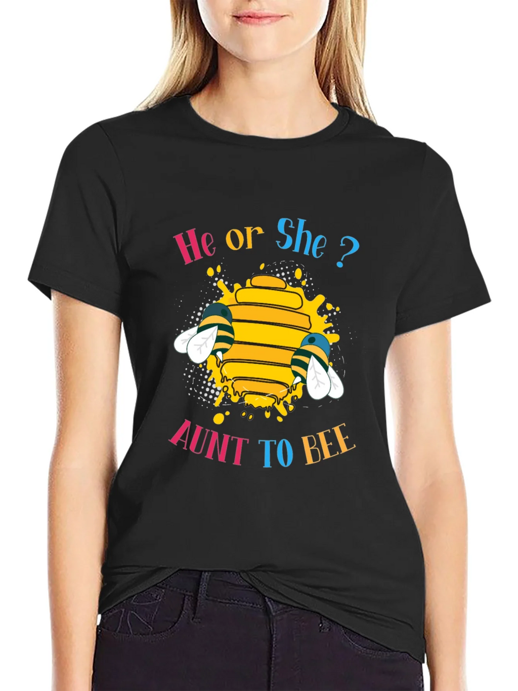 He or She? Aunt to Bee Gender Reveal T-Shirt product image 1