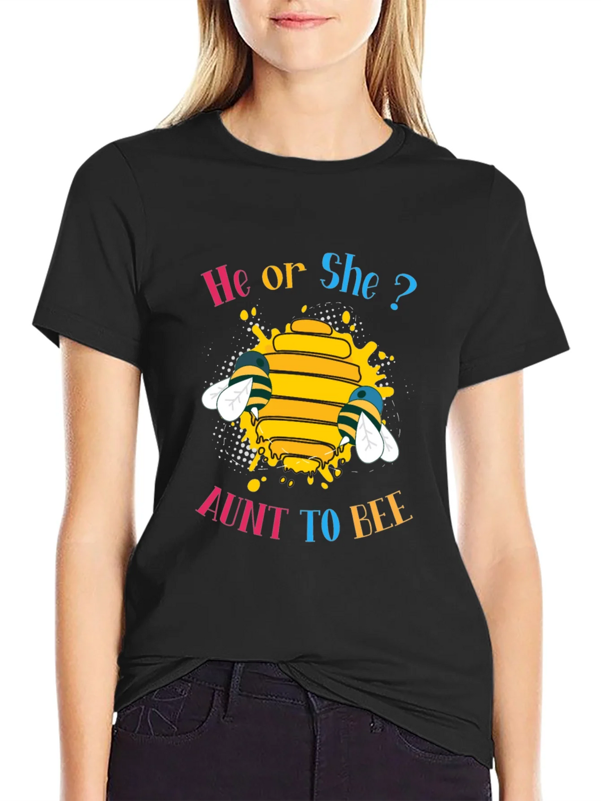 He or She? Aunt to Bee Gender Reveal T-Shirt product image 1