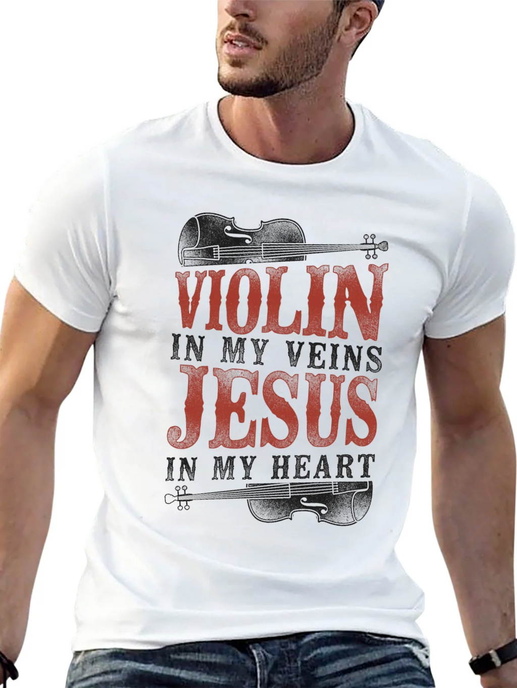 Violin & Jesus Black T-Shirt product image 9