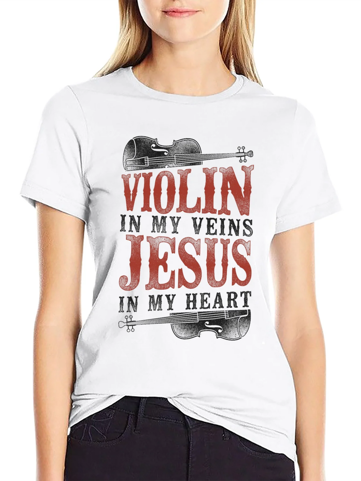 Violin & Jesus Black T-Shirt product image 6