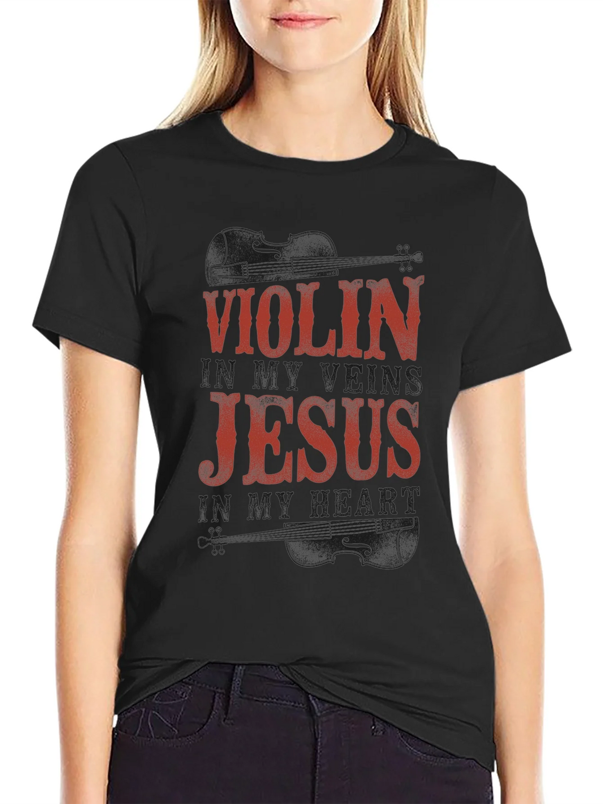 Violin & Jesus Black T-Shirt product image 2