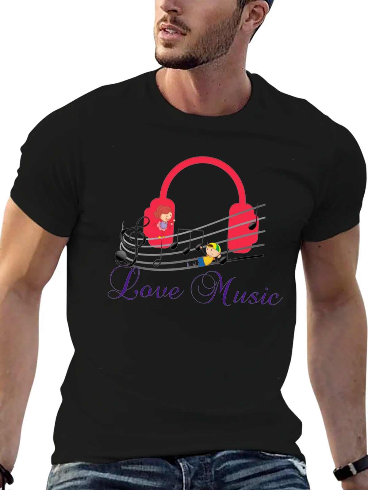 Love Music Graphic Tee - Quirky Musician T-Shirt product image 6