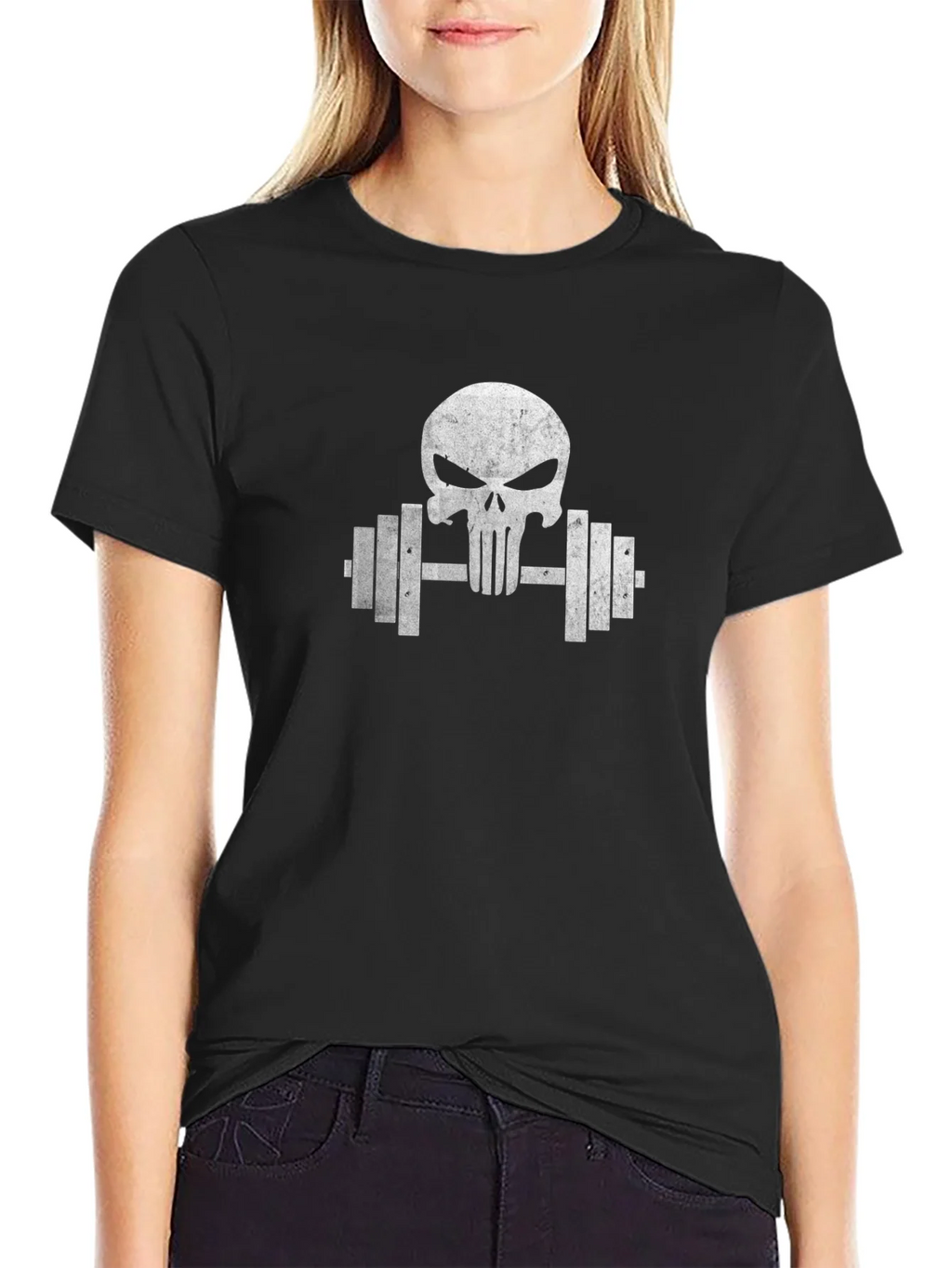 Punisher Skull Barbell Workout Gym T-Shirt product image 1