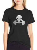 Punisher Skull Barbell Workout Gym T-Shirt product image 1