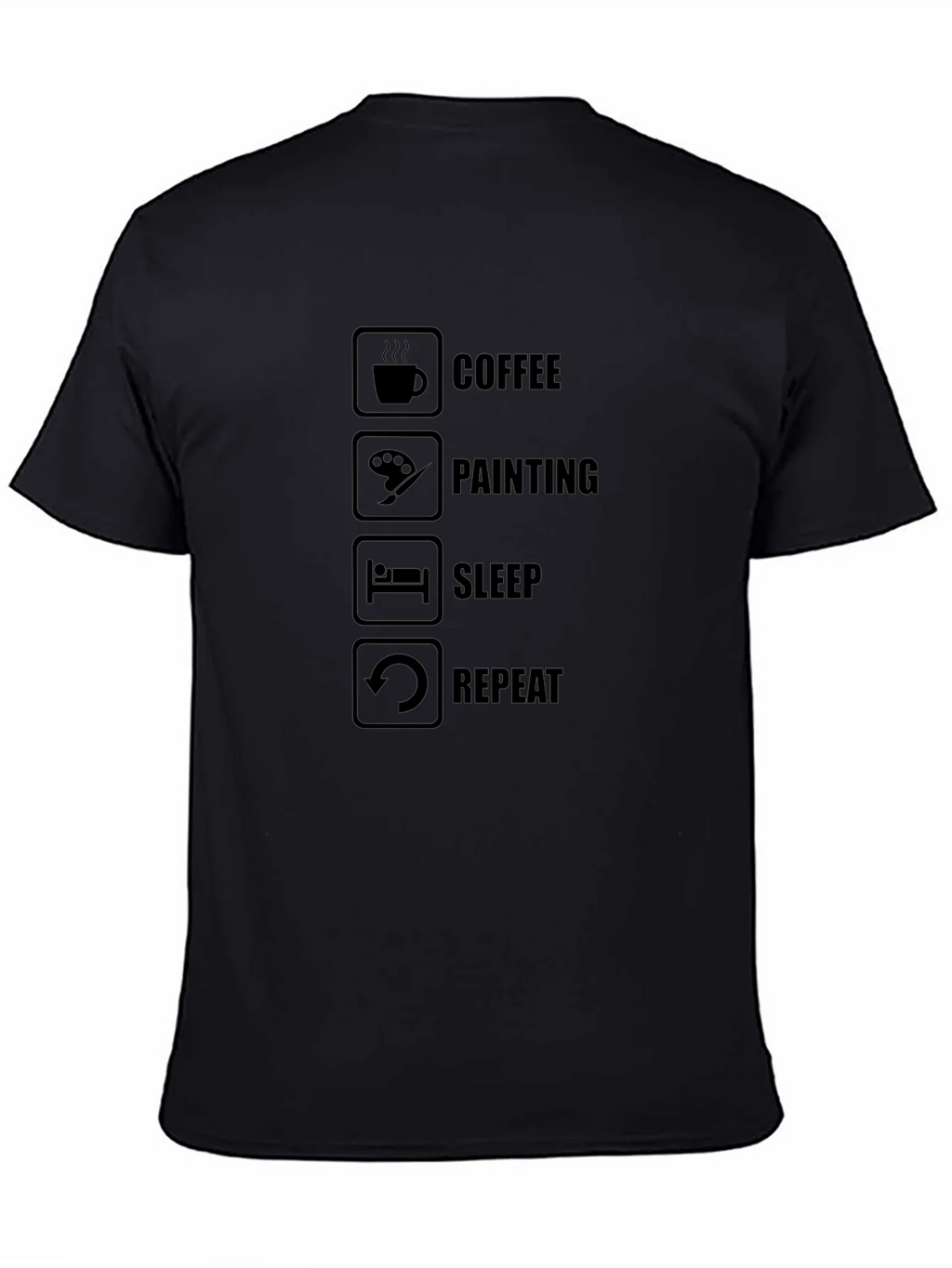 Coffee Painting Sleep Repeat Black T-Shirt product image 4