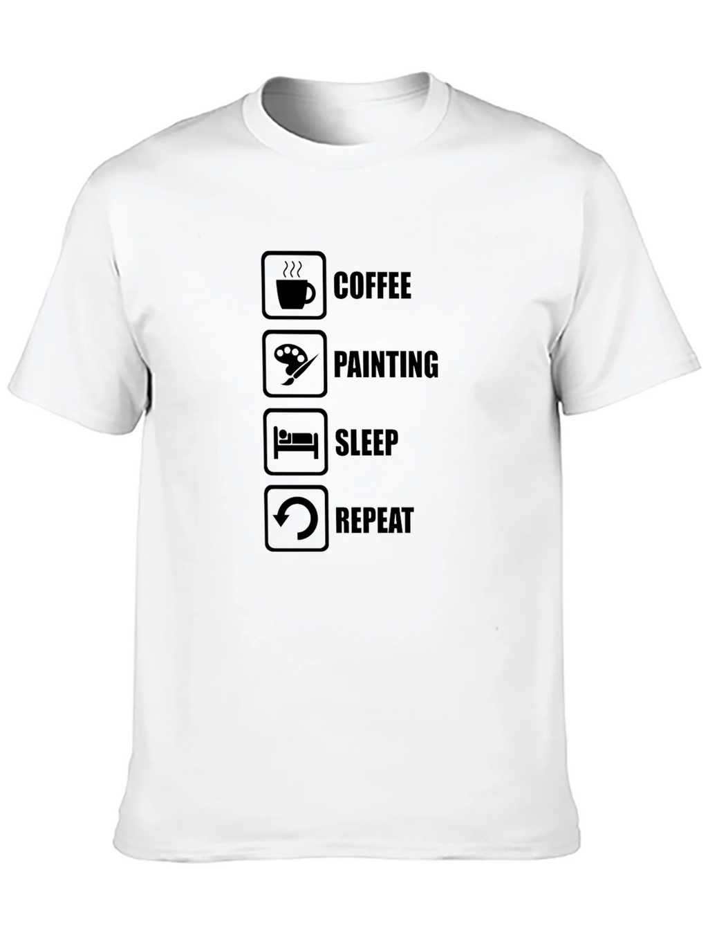 Coffee Painting Sleep Repeat Black T-Shirt product image 9