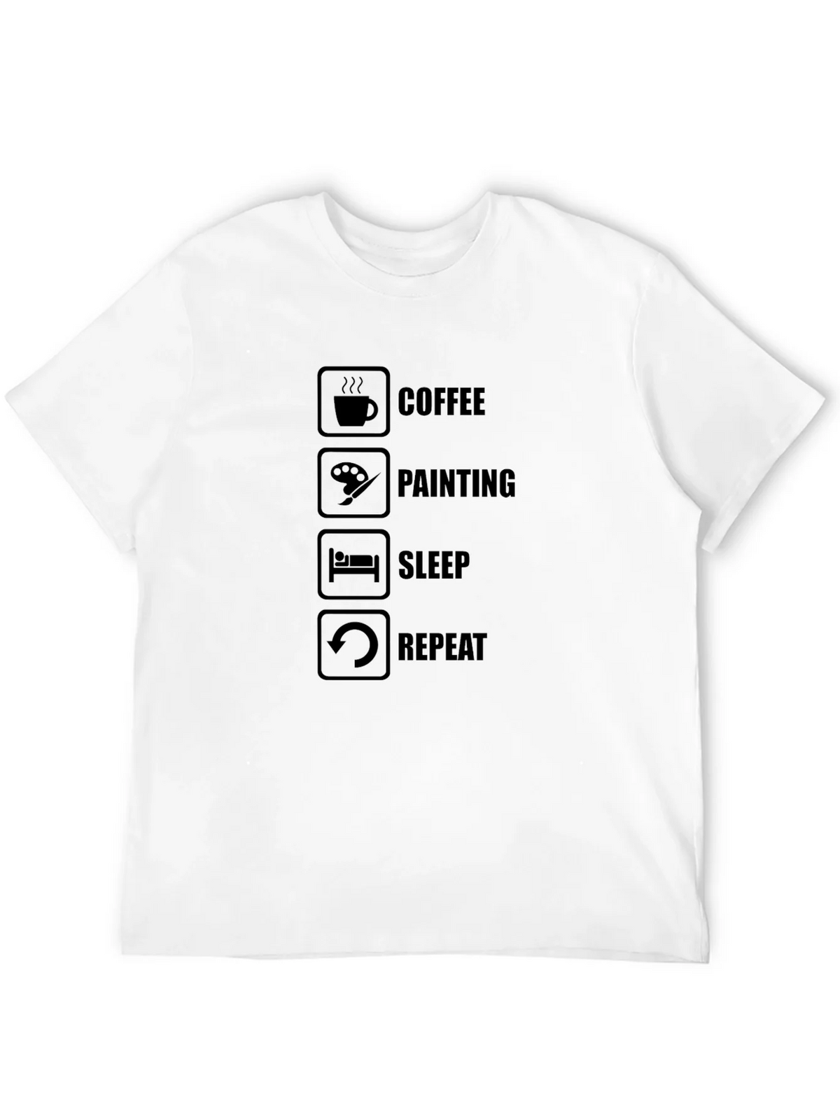 Coffee Painting Sleep Repeat Black T-Shirt product image 11