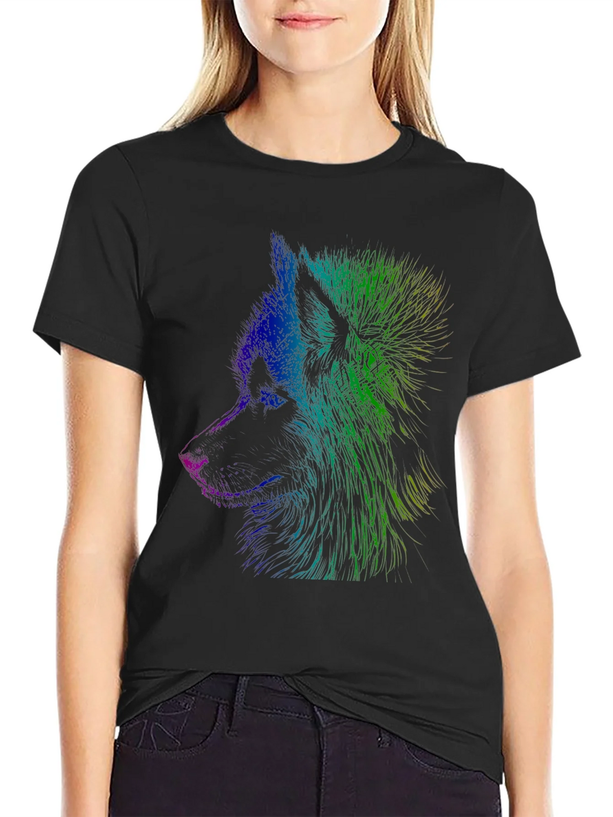 Vibrant Wolf Graphic Tee - Unisex Black T-Shirt product image 2