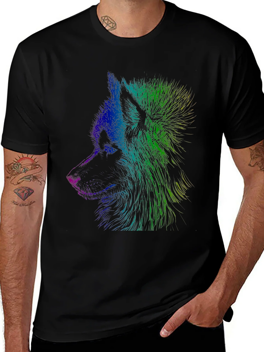 Vibrant Wolf Graphic Tee - Unisex Black T-Shirt product image 1