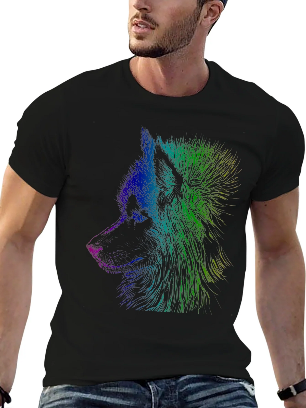 Vibrant Wolf Graphic Tee - Unisex Black T-Shirt product image 5