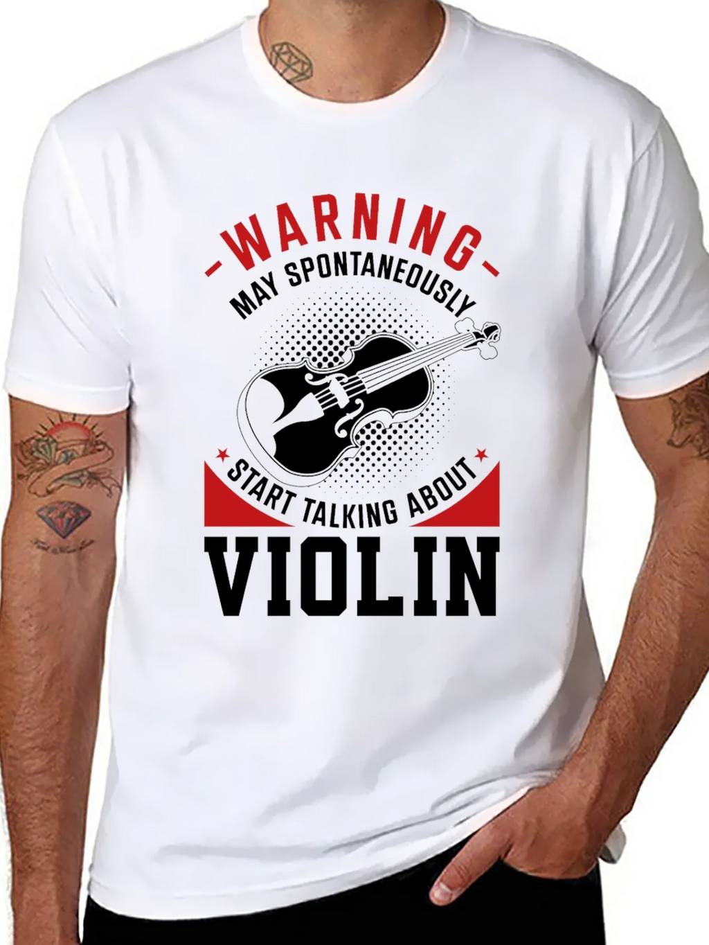 Warning Violin Enthusiast Graphic Tee - Black product image 7